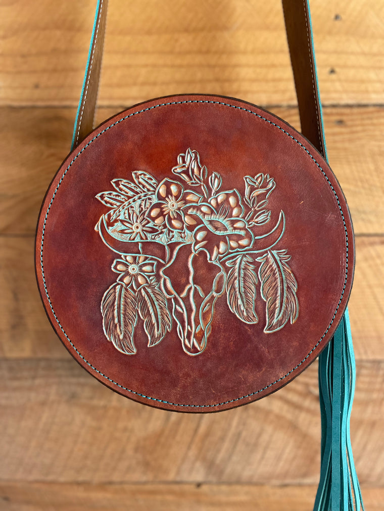 Round leather roper/canteen purse