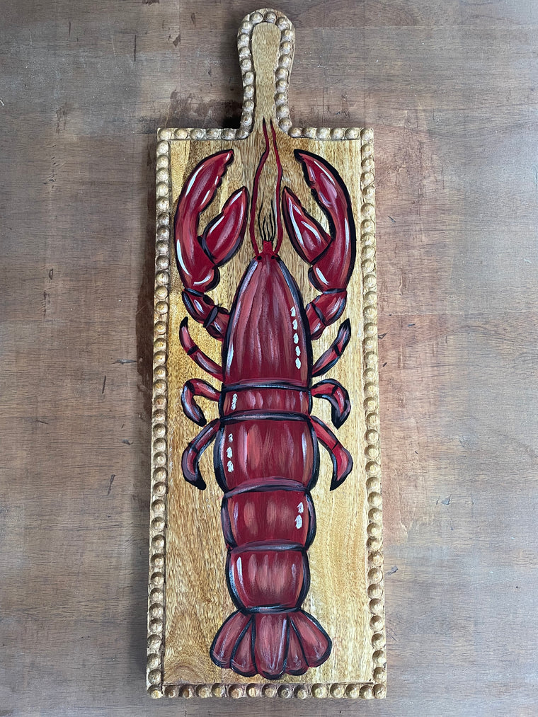 Charcuterie board/cheese board with painted lobster