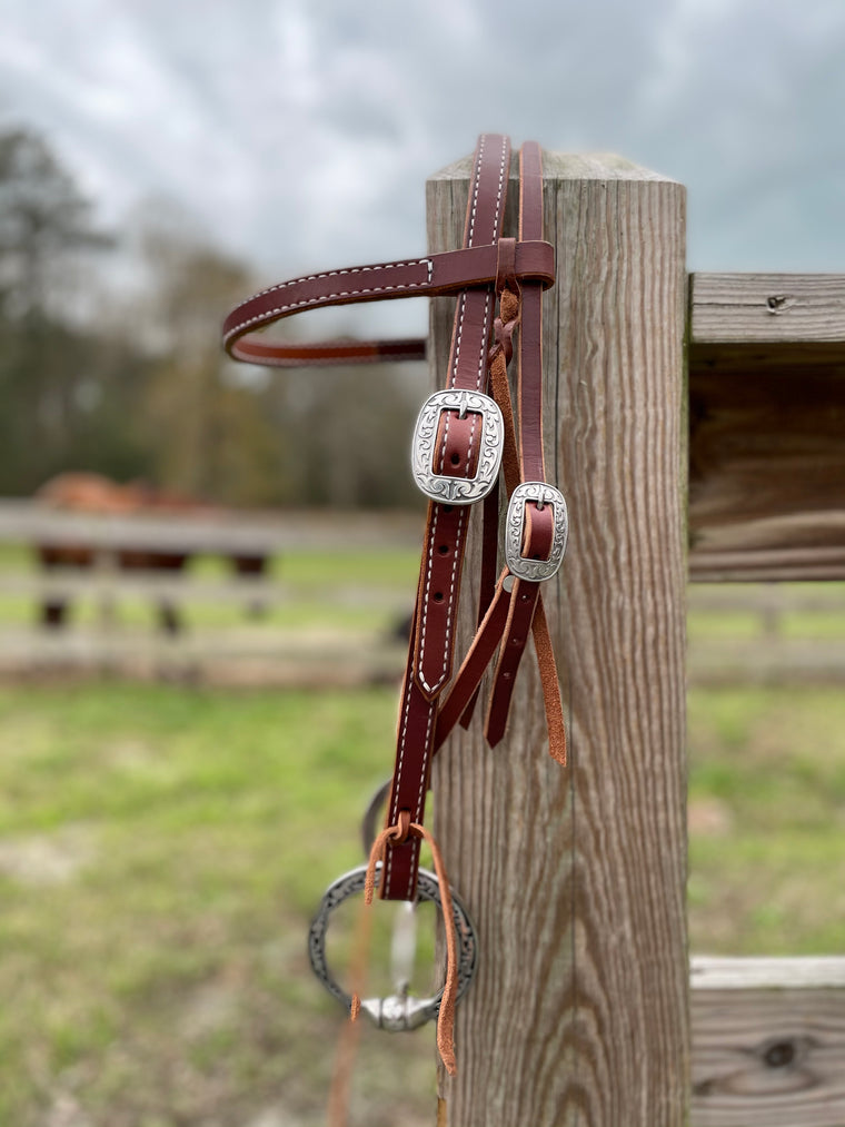 Western brow band bridle in Hermann Oak English Bridle Leather 