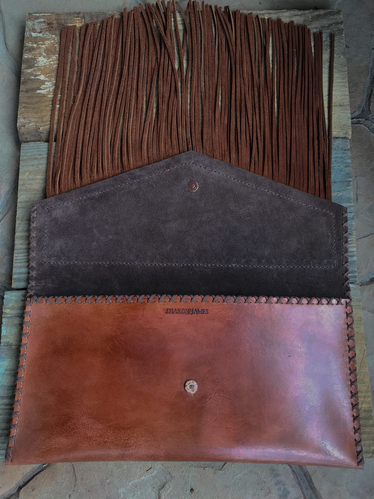 Leather Clutch with Fringe