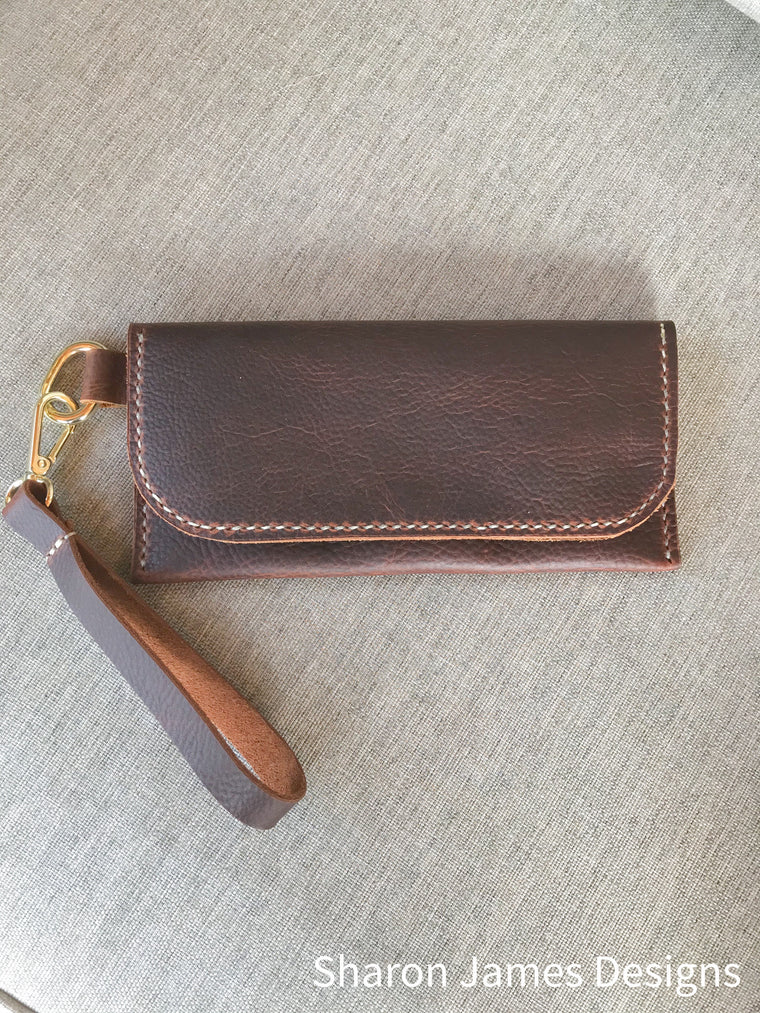 Brown Kodiak Leather Wristlet Wallet