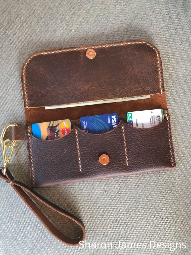 Brown Kodiak Leather Wristlet Wallet 