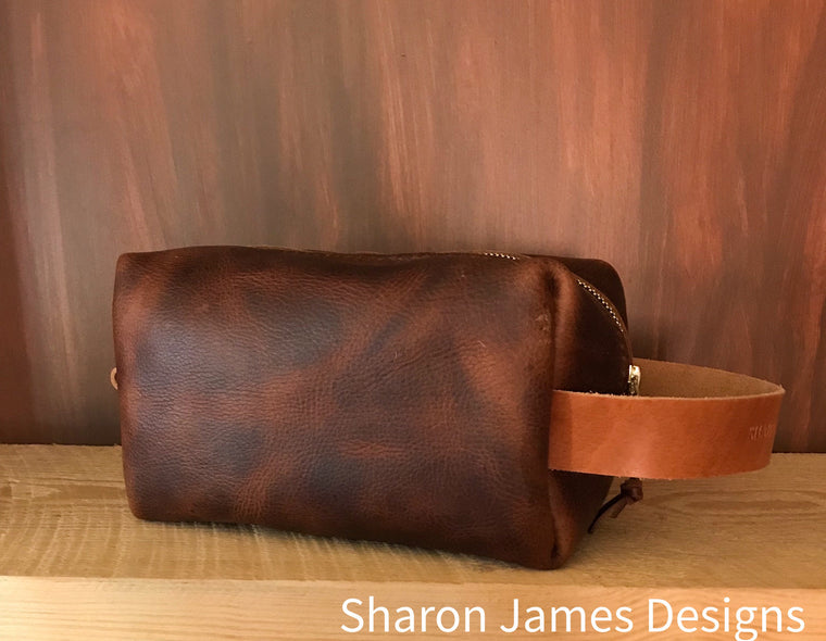 Leather Dopp/toiletry/make up bag