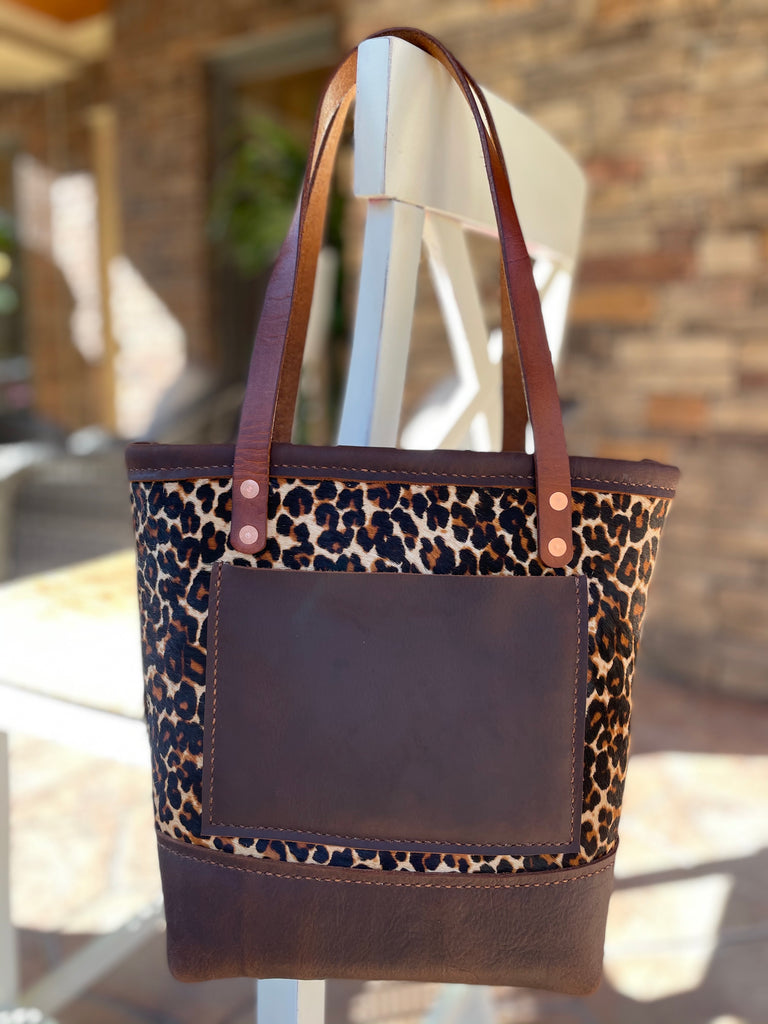 Leather Leopard Print Tote
